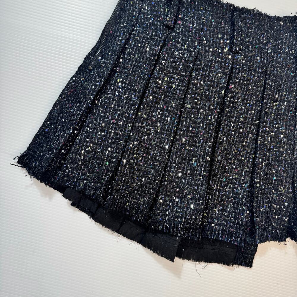 Aqua Wicked Tweed Asymmetric Pleated Skirt Women’s Medium Dark Academia Broadway - Picture 13 of 16